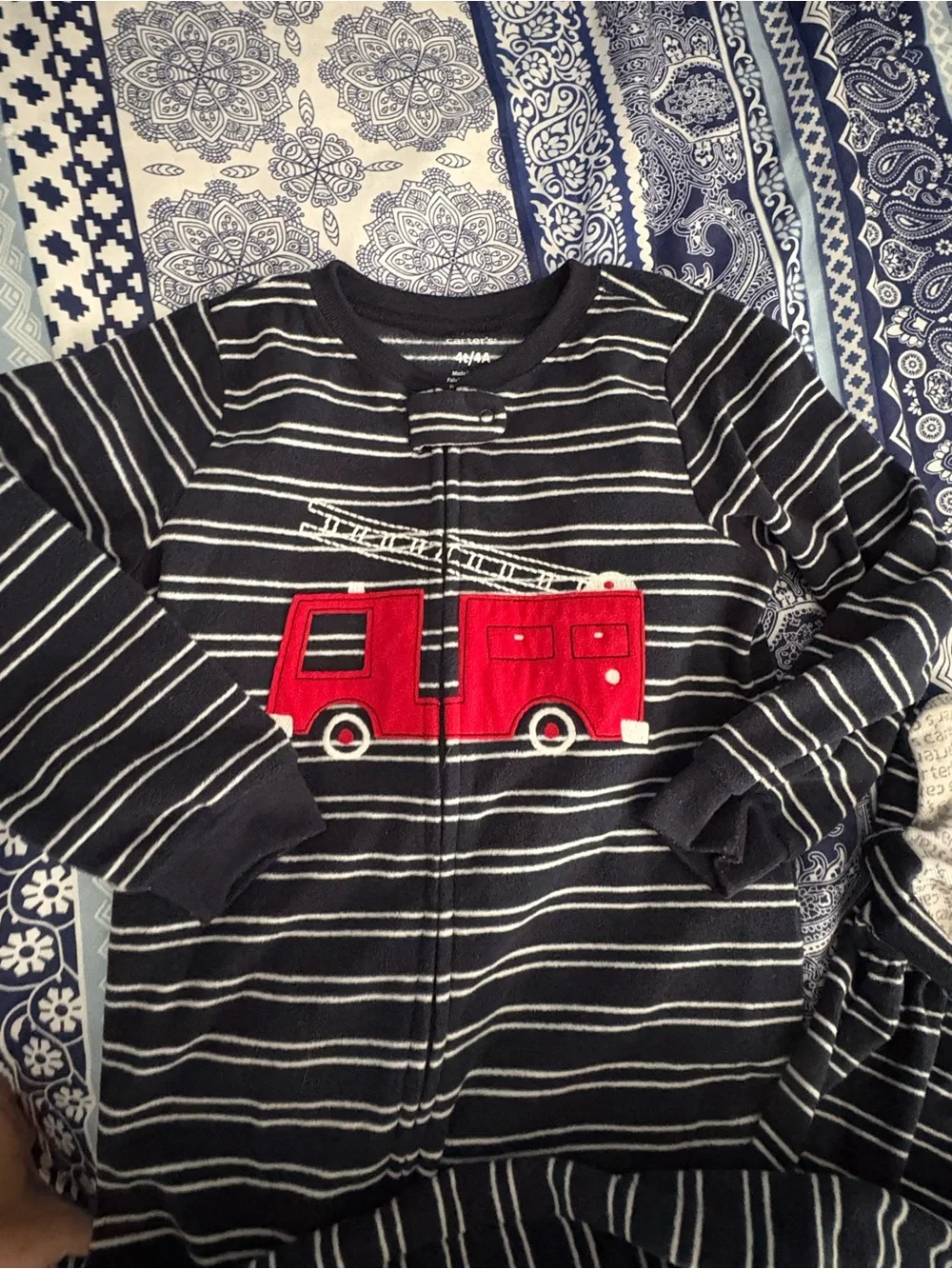 Carter’s 4T Zip-Up Sleep-n-Play Fire Engine Pajamas